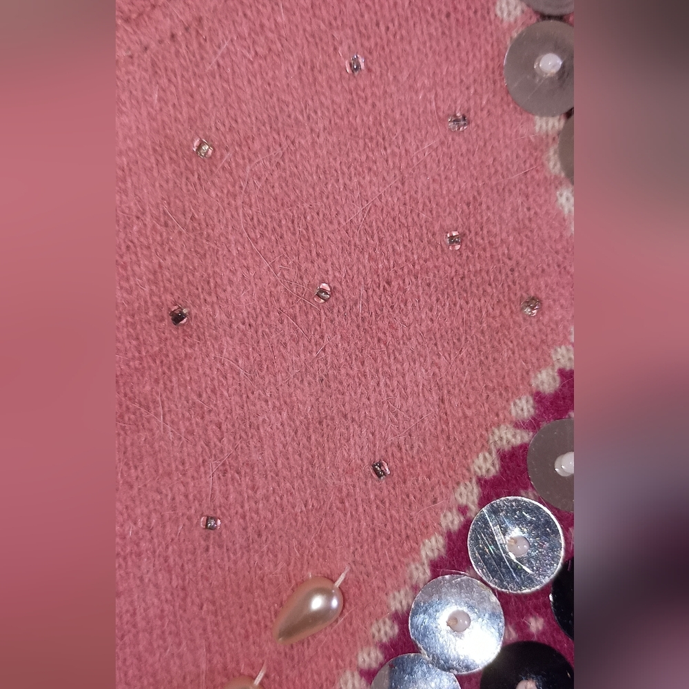 Simone Pia Vintage Italian  Sequin Butterfly Print sweater Size Small - Picture 4 of 16